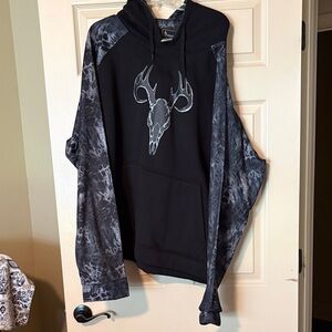 Men's Black and Gray Hoodie with Skull Design